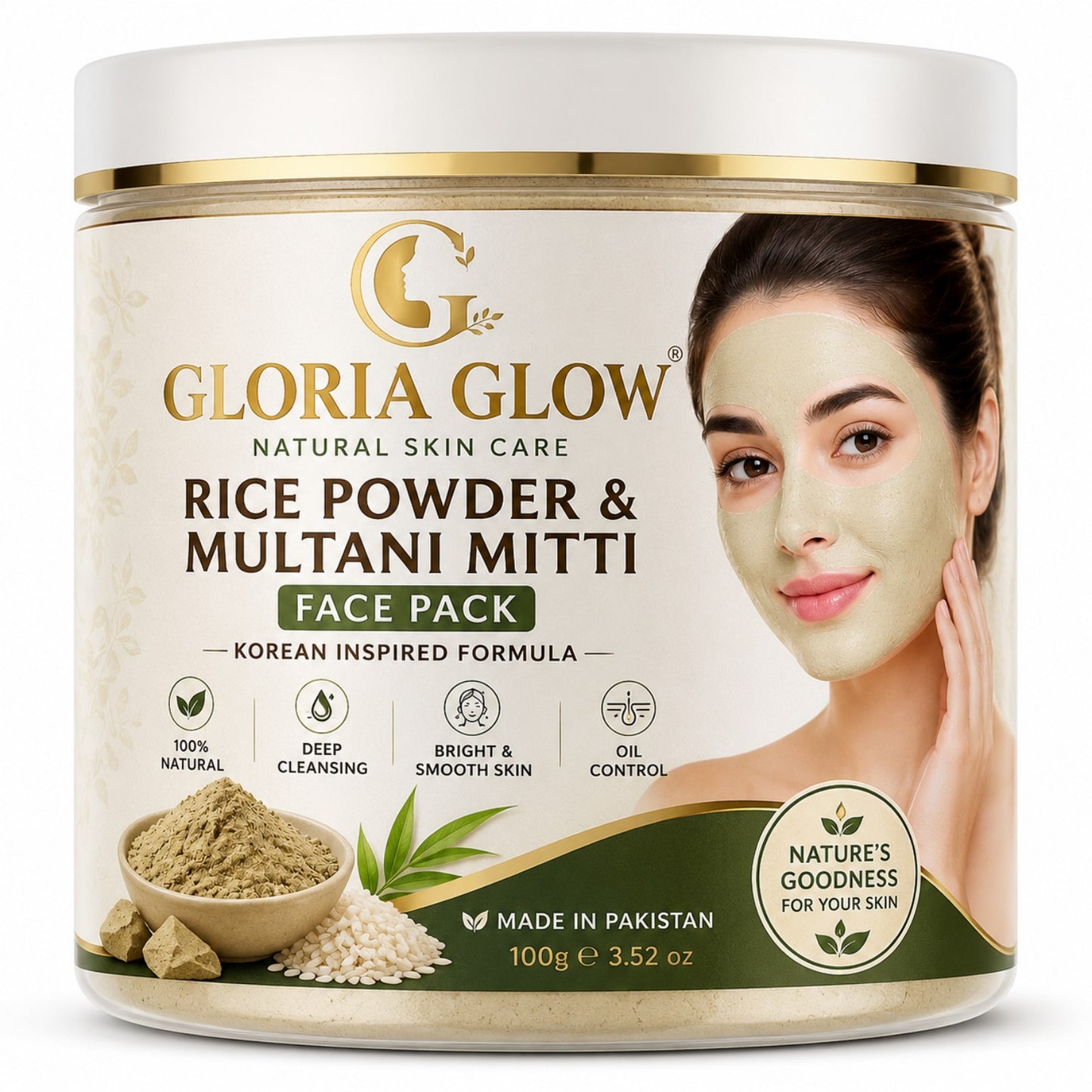 Gloria Glow Rice Powder & Multani Mitti Face Pack